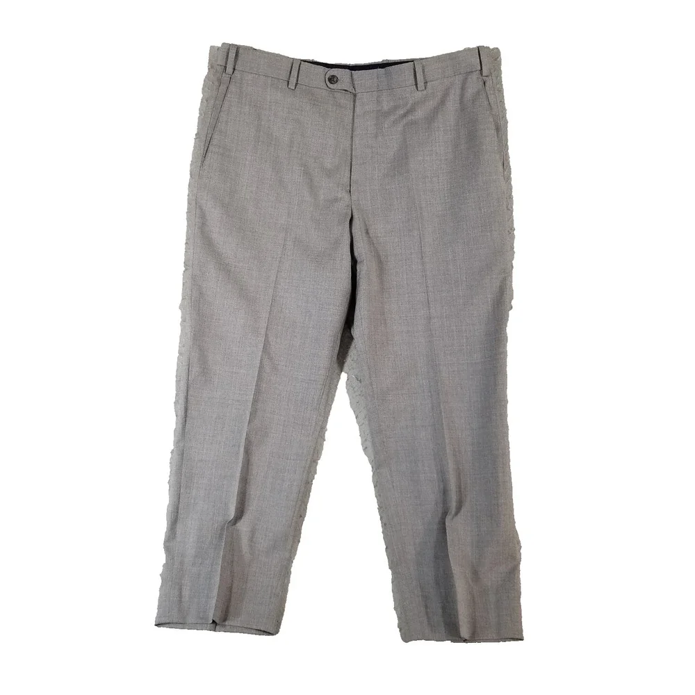 Peter Millar Pants‎ Mens 38 Gray Wool Blend Dress Slacks Flat Front Made Canada